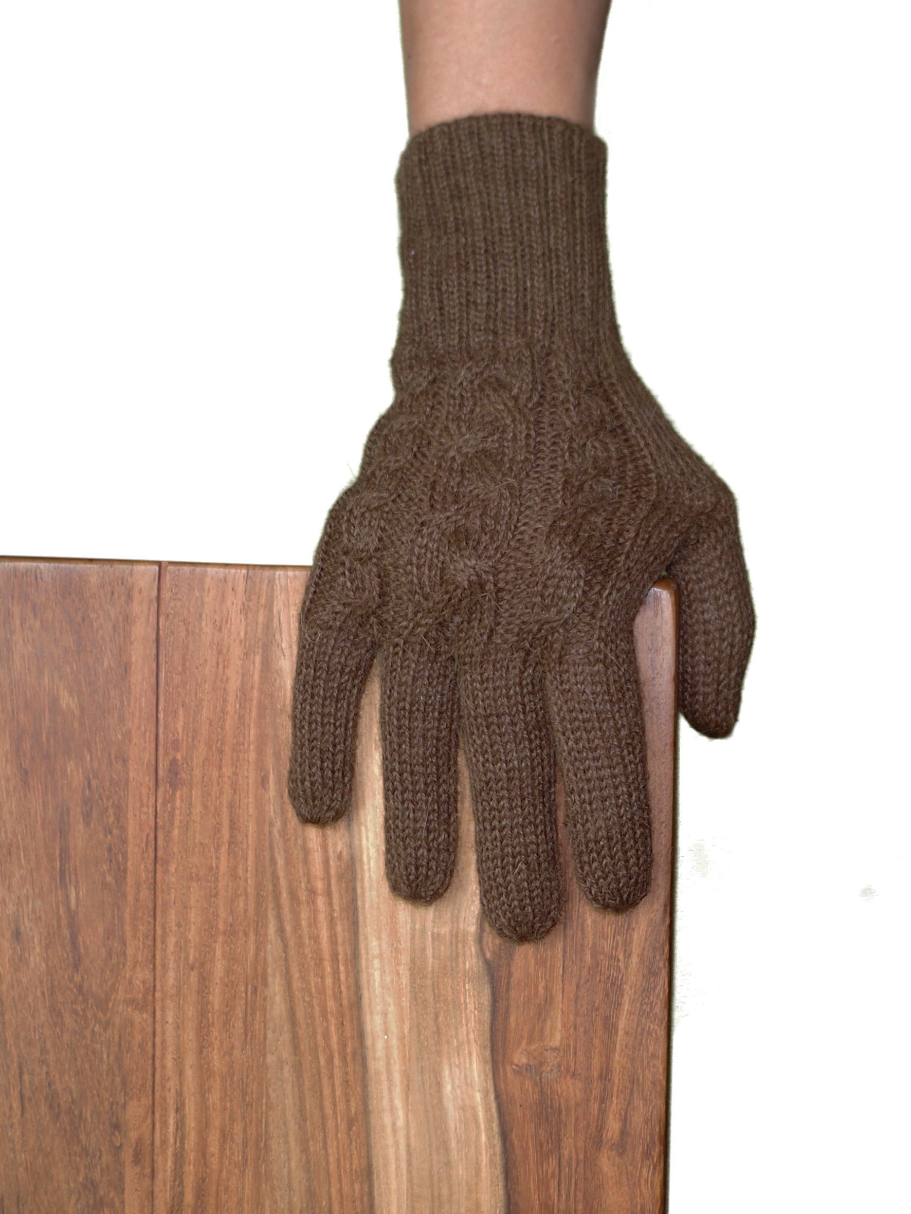 100% Alpaka Alpakawolle Fingerhandschuhe Gear Strickhandschuhe Posh aus Guantibrada braun