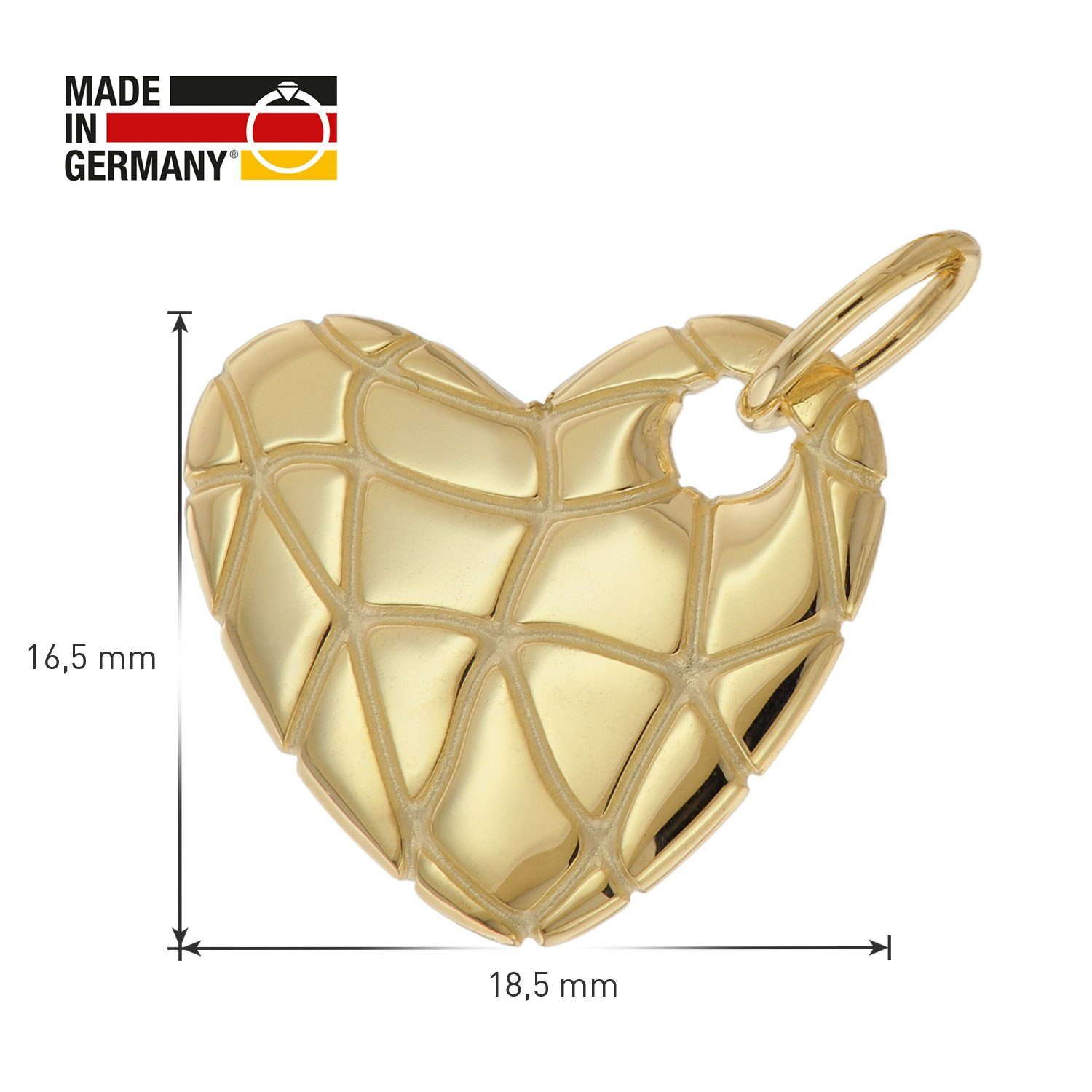trendor Herzanhänger Herz- Gold 585 Designer Herz 14K 