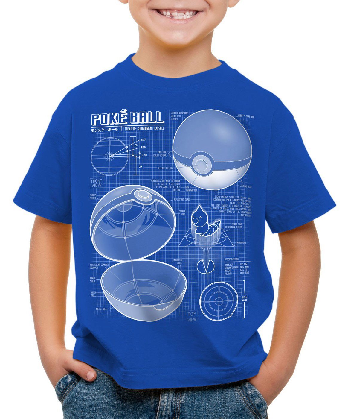 style3 Print-Shirt Kinder T-Shirt Pokéball Blaupause monster spiel online
