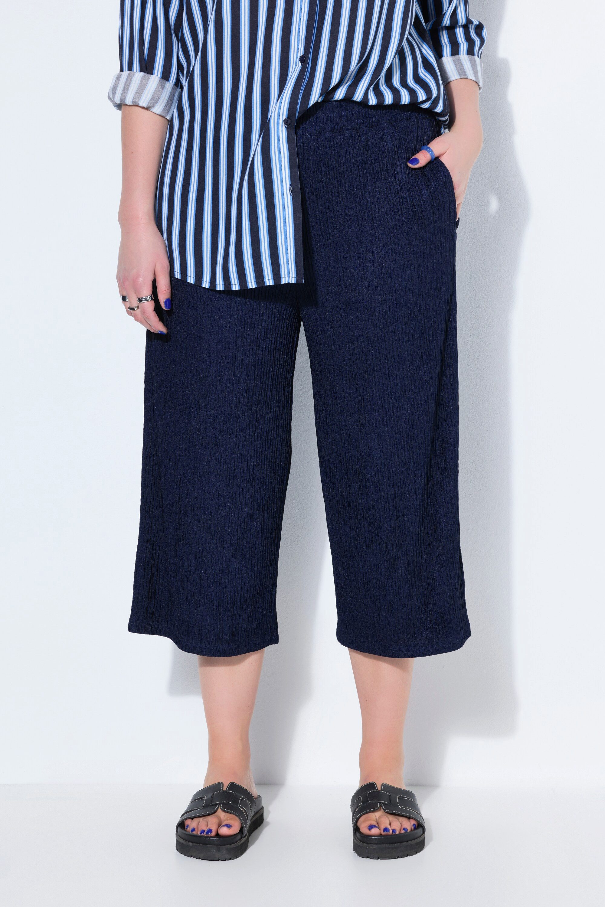 Studio Untold Schlupfhose Culotte Wide Legs Jersey mit Struktur
