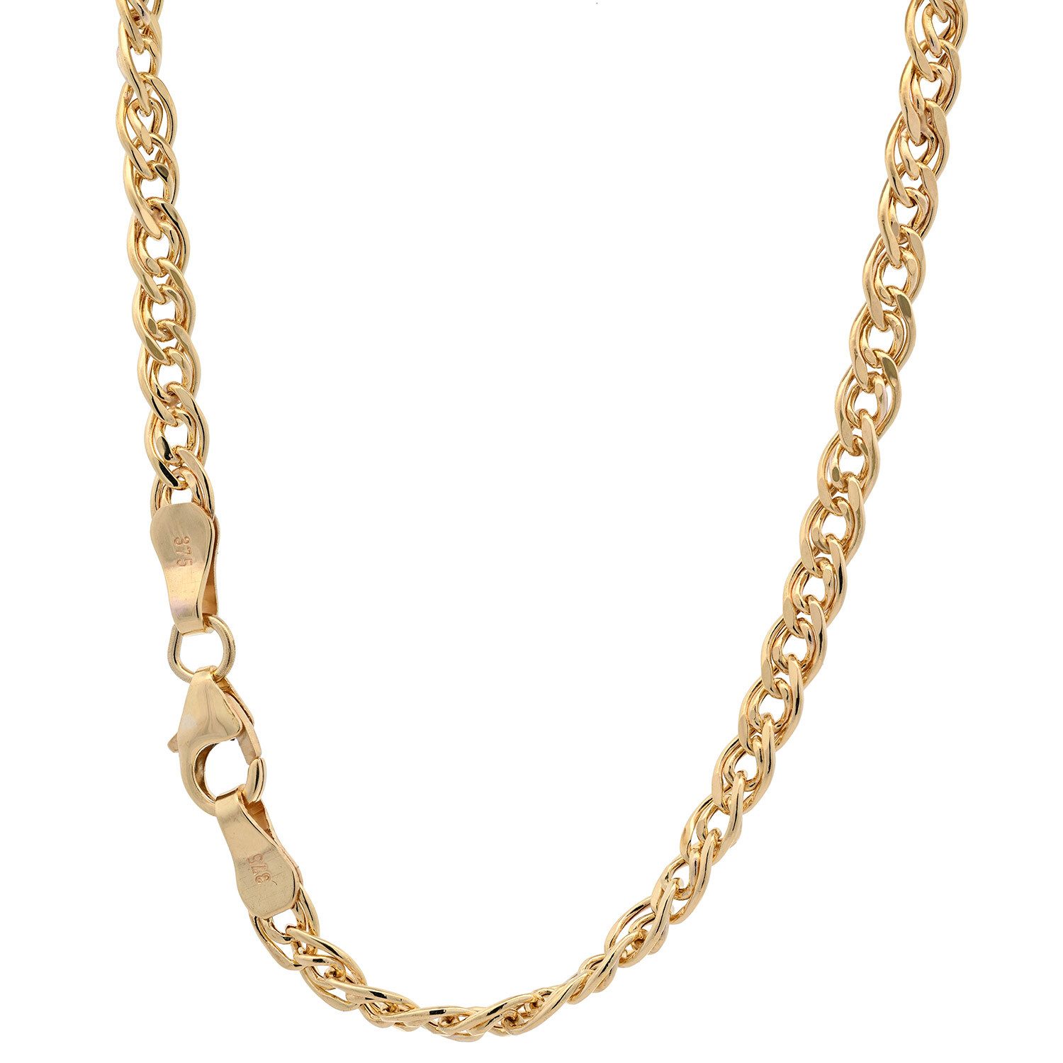 HOPLO Panzerkette Zwillingspanzerkette Armkette Breite 3,7 mm 19 cm 375 - 8 Karat Gold, Made in Germany