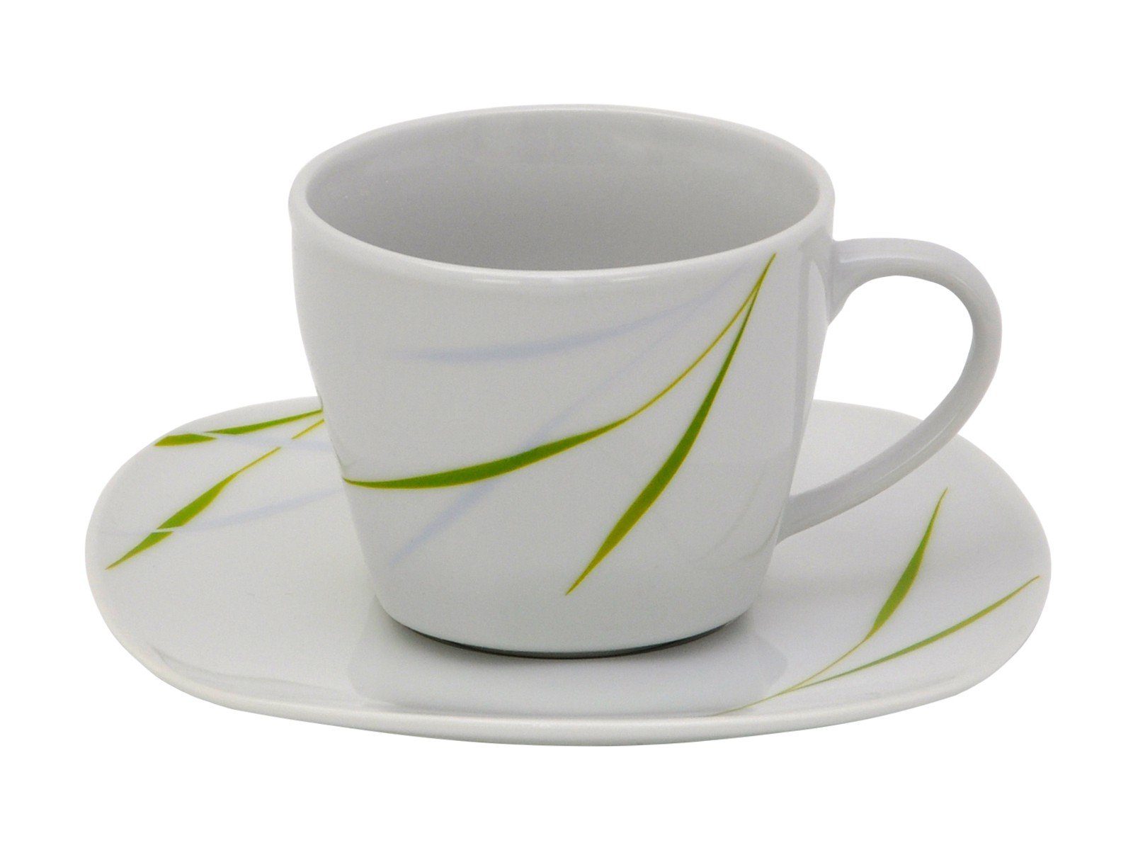 van Well Tasse 2tlg. Set Espressotasse 10cl mit Espressountertasse 12,1cm Aviva, Porzellan