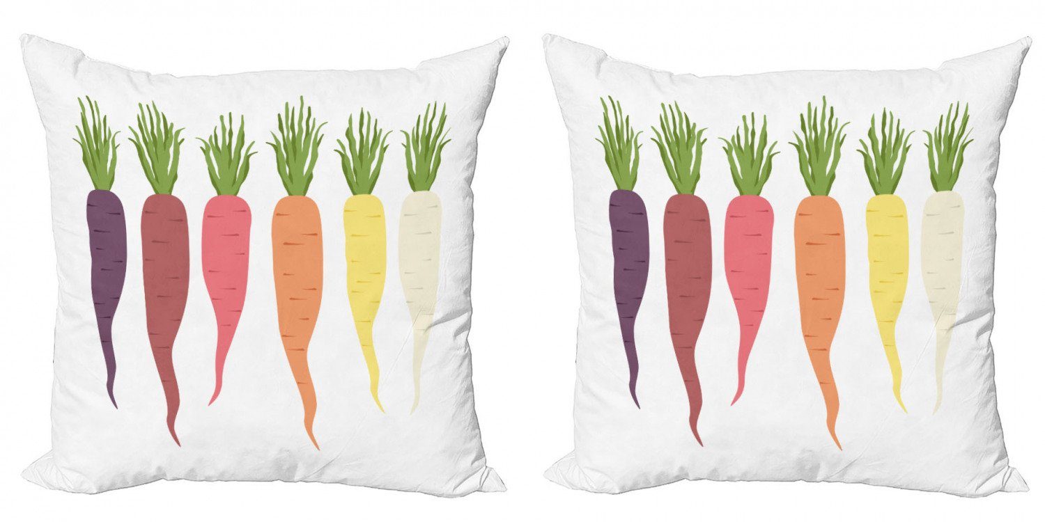 Kissenbezüge Modern Accent Doppelseitiger Digitaldruck, Abakuhaus (2 Stück), Gemüse Bunte Karotten-Muster