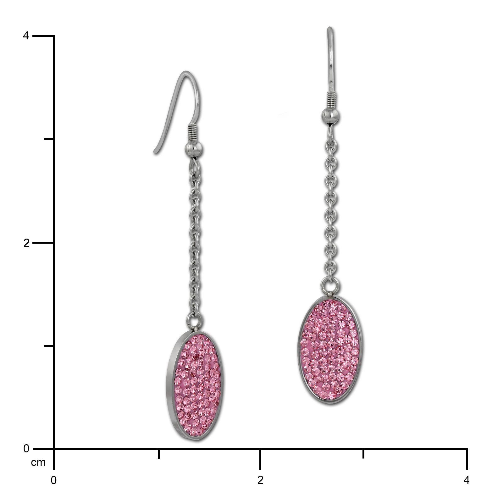 Amello Paar Ohrhänger Amello Ohrringe Edelstahl Ohrhänger Oval (Ohrhänger), Damen Ohrhänger Oval Edelstahl (Stainless Steel), silberfarben, rosa