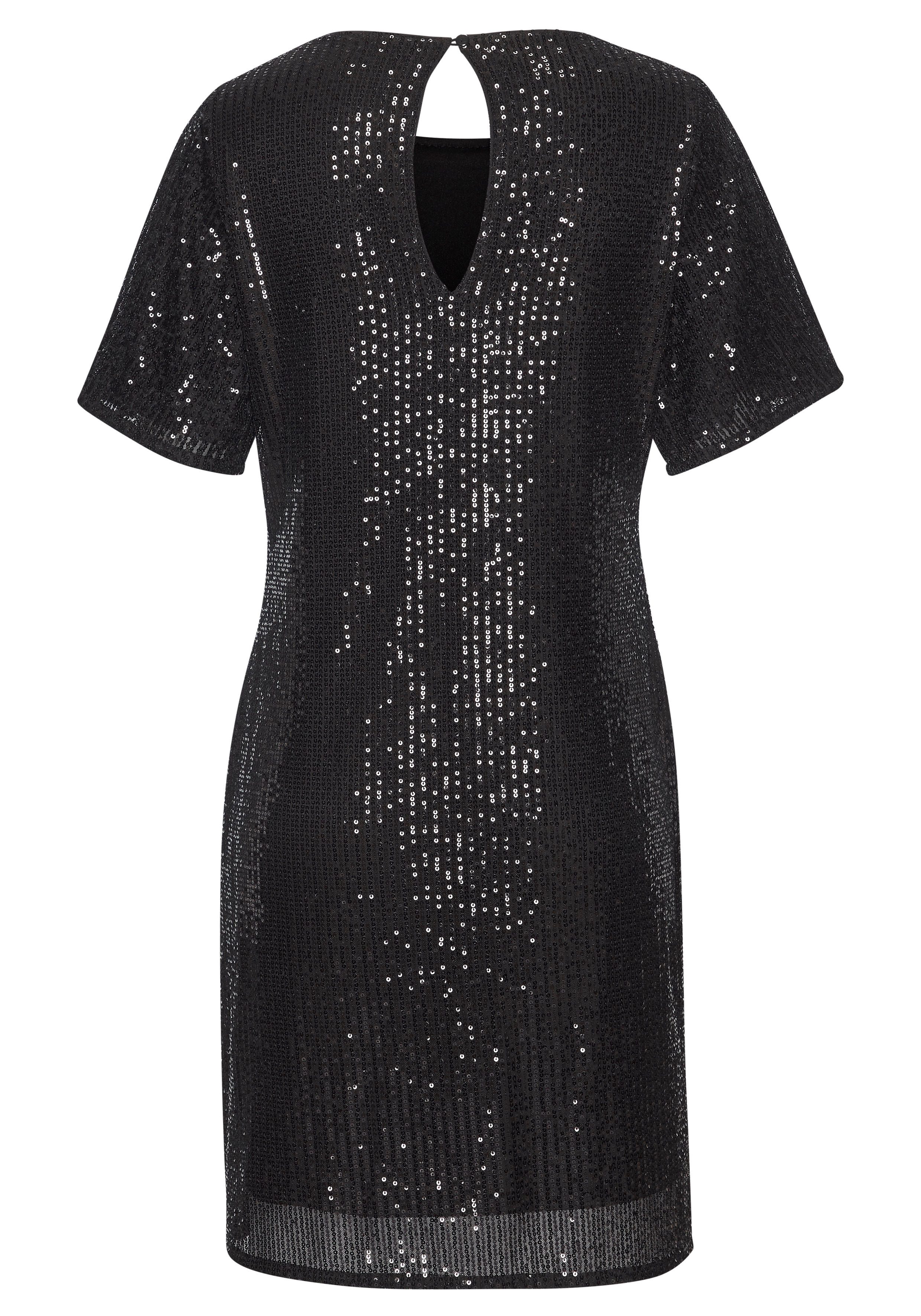 LASCANA Paillettenkleid mit kurzen Ärmeln Partykleid, Festkleid, festlich, Glitzerkleid, Cocktailkleid – Bild 4 von 5