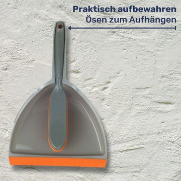 Gravidus Kehrgarnitur 3er Kehrset mit Gummi Handfeger Handbesen Grau/Orange