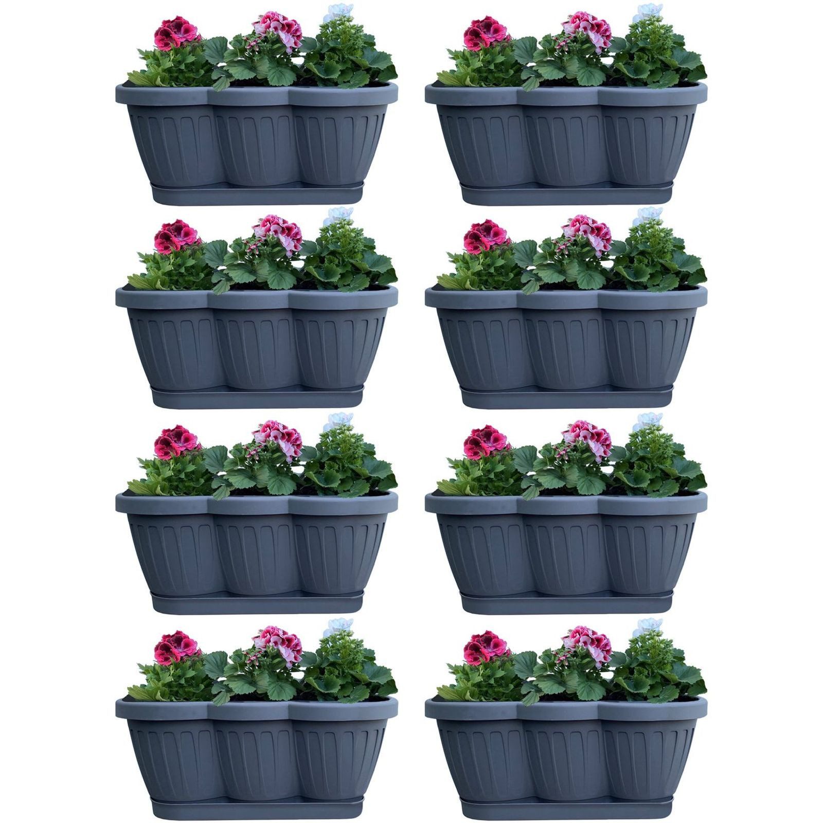 BURI Blumenkasten Blumenkasten 40,60 oder 80cm Anthrazit Balkonkasten Pflanzkasten (8 St)