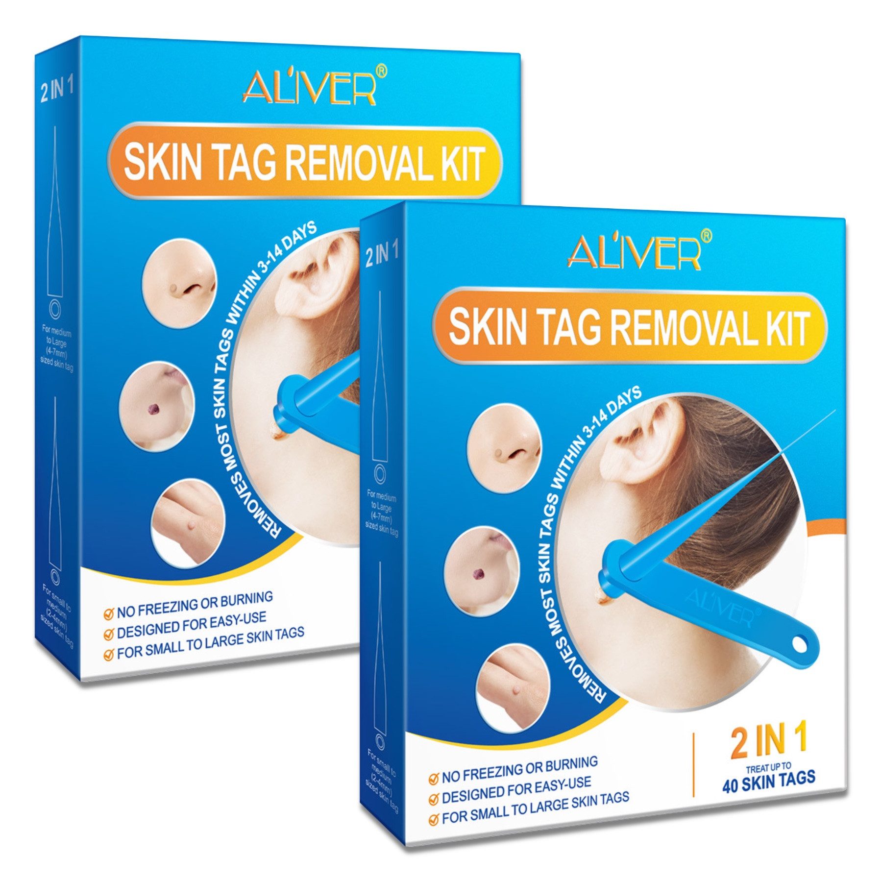 ALIVER Warzen-Behandlungsstift Entferner Anti Stielwarze Warzenentferner Skin Tag Removal Set 2in1, 2-tlg., Hautanhängsels Entferner, 2-IN-1 SKIN TAG REMOVAL KIT, Aliver