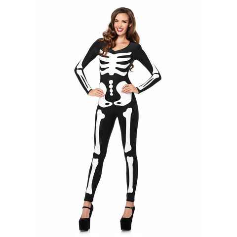 Leg Avenue Kostüm Skelett Halloweenkostüm für Damen, Mit Glowing-in-the-Dark-Effekt