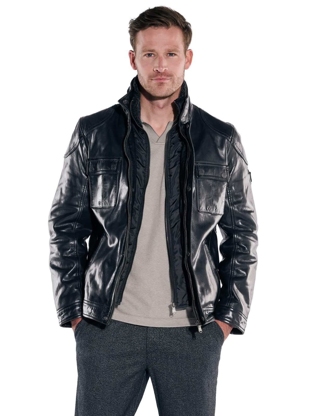 Engbers Lederjacke engbers Herren Lederjacke, Schwarz