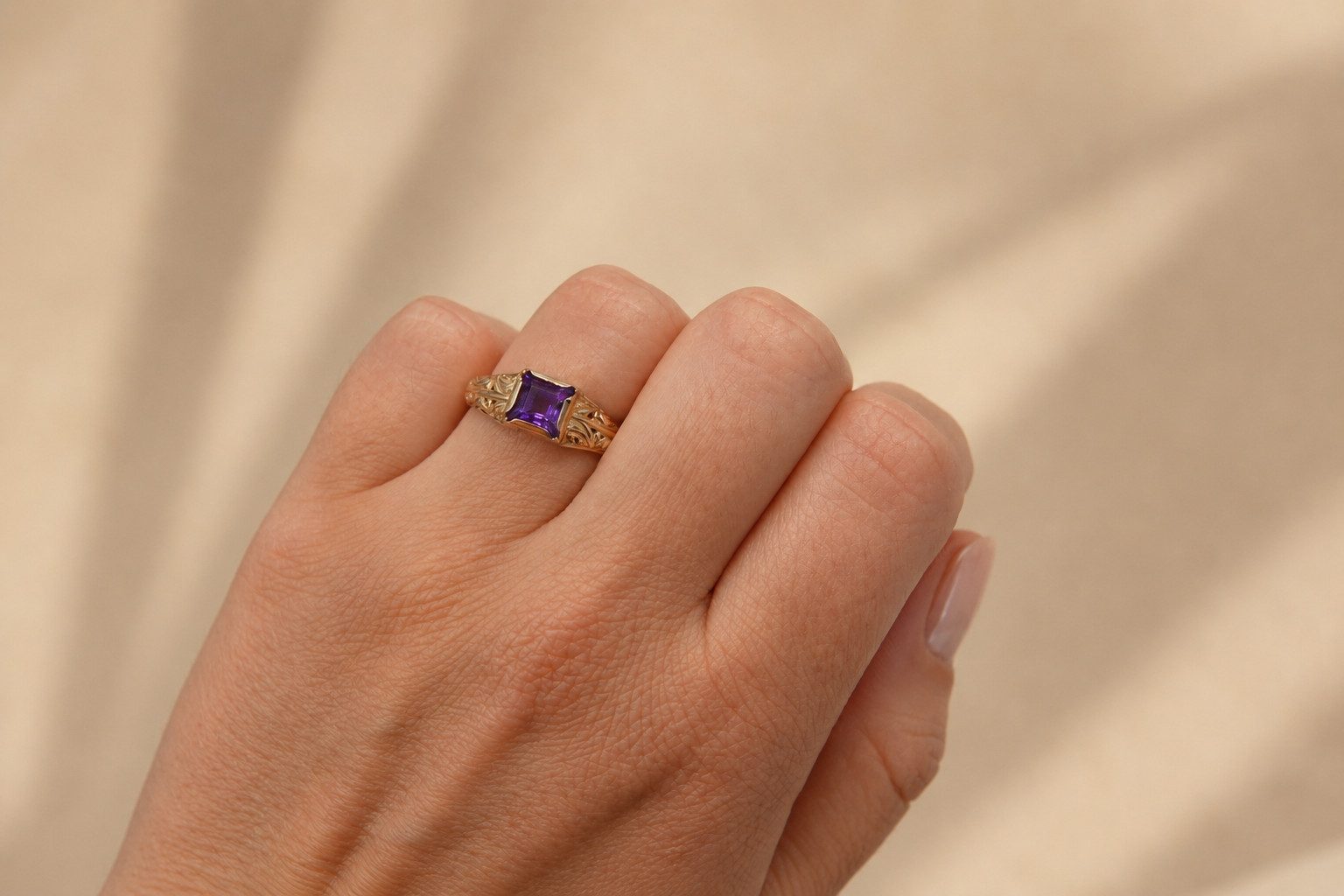 Sogni d'oro Goldring mit Amethyst, Gelbgold 375