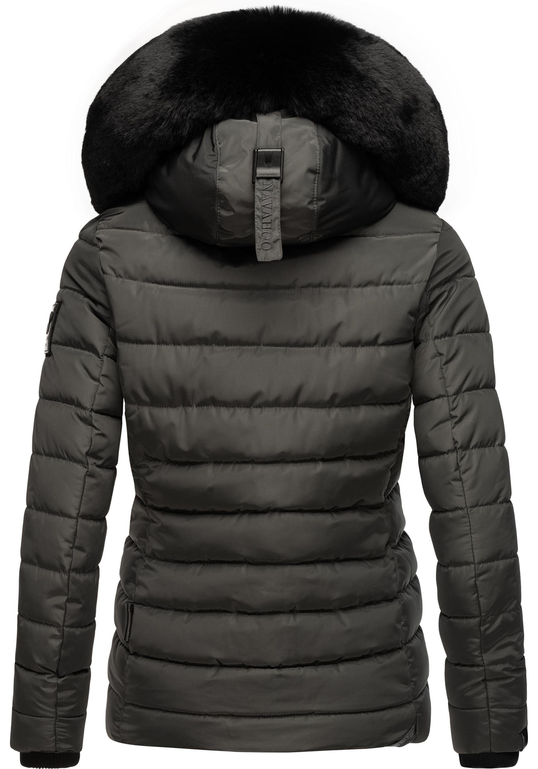 Navahoo Steppjacke Milianaa Edle Winterjacke mit weicher Kunstfell-Kapuze