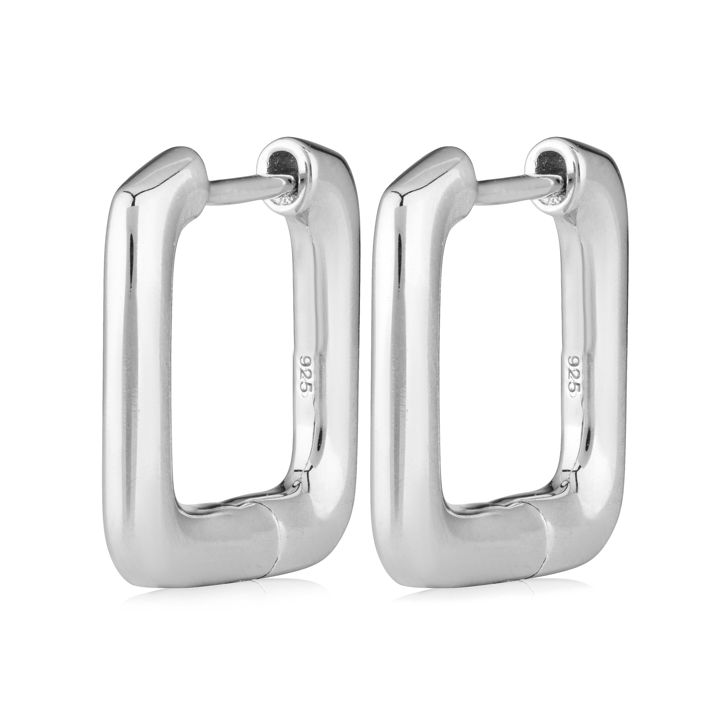 NKlaus Klappcreolen Einzelohrring Quadratisch 14,8mm Silber 925 Eckig