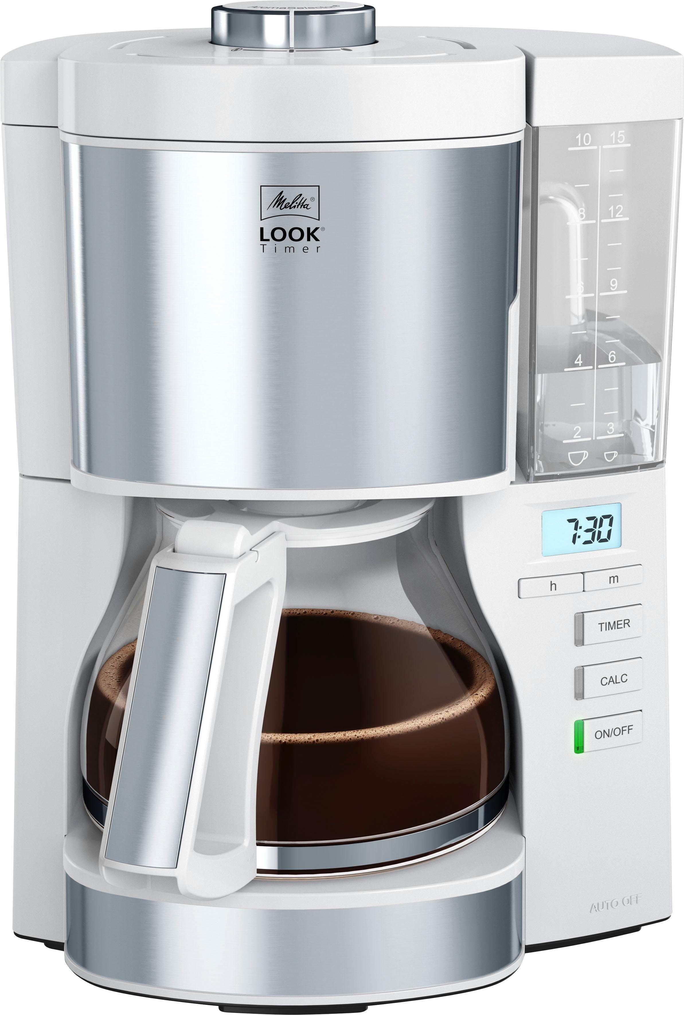 Melitta Timer Look 1x4 weiß, Filterkaffeemaschine 1025-07 Papierfilter 1,25l Kaffeekanne,