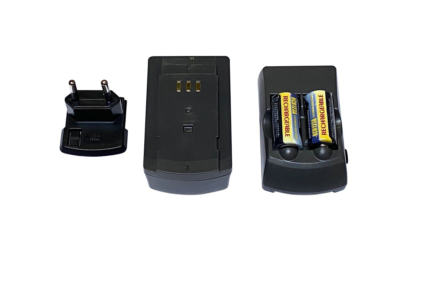 PowerSmart CFR001EB Kamera-Ladegerät (für OLYMPUS CR123A, DL123A und 2 pcs  RCR123A Akku)