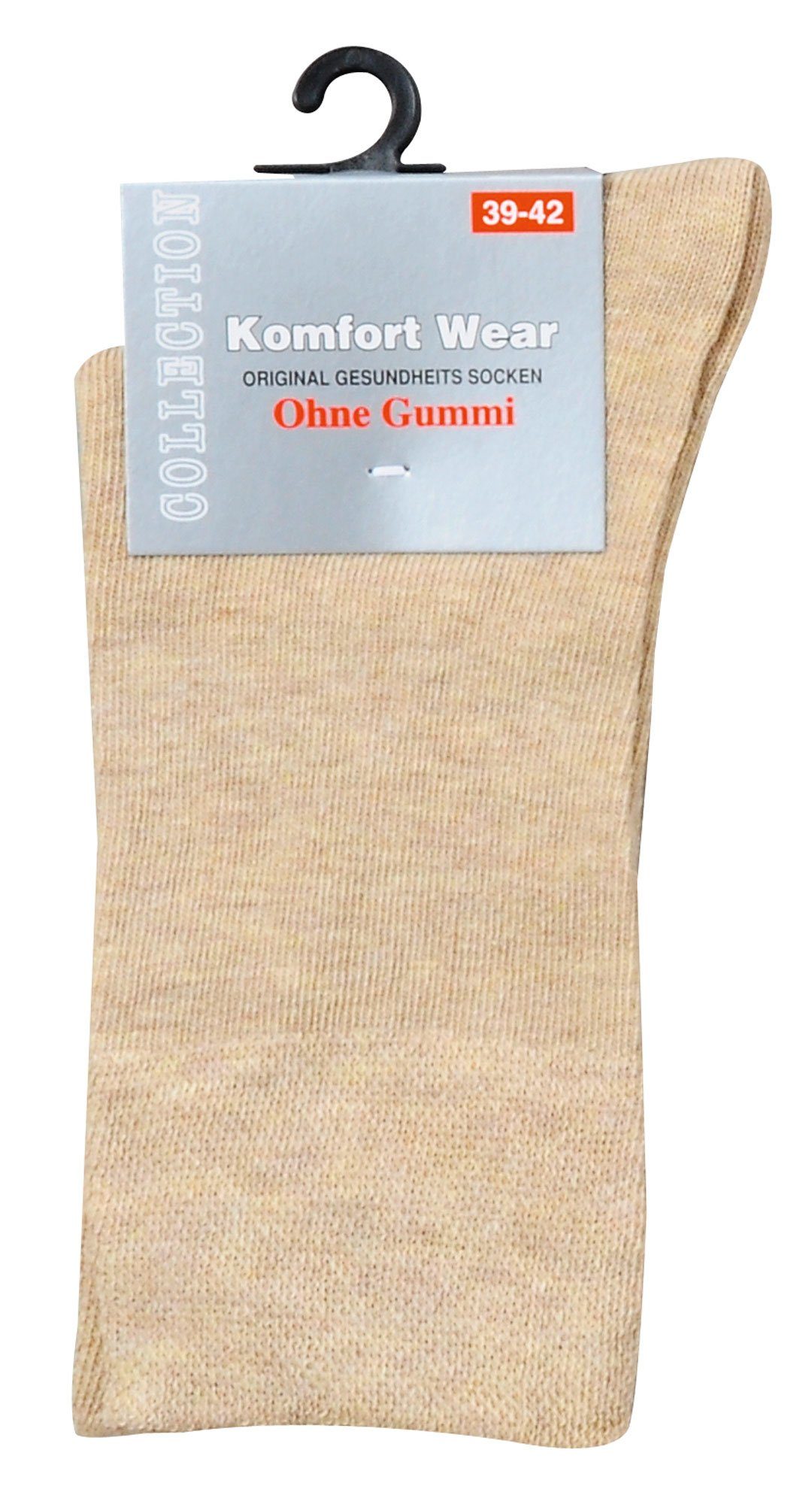 Piqué-Bund Paar FussFreunde breitem mit Basicsocken 6 Komfort Baumwoll-Socken Camel