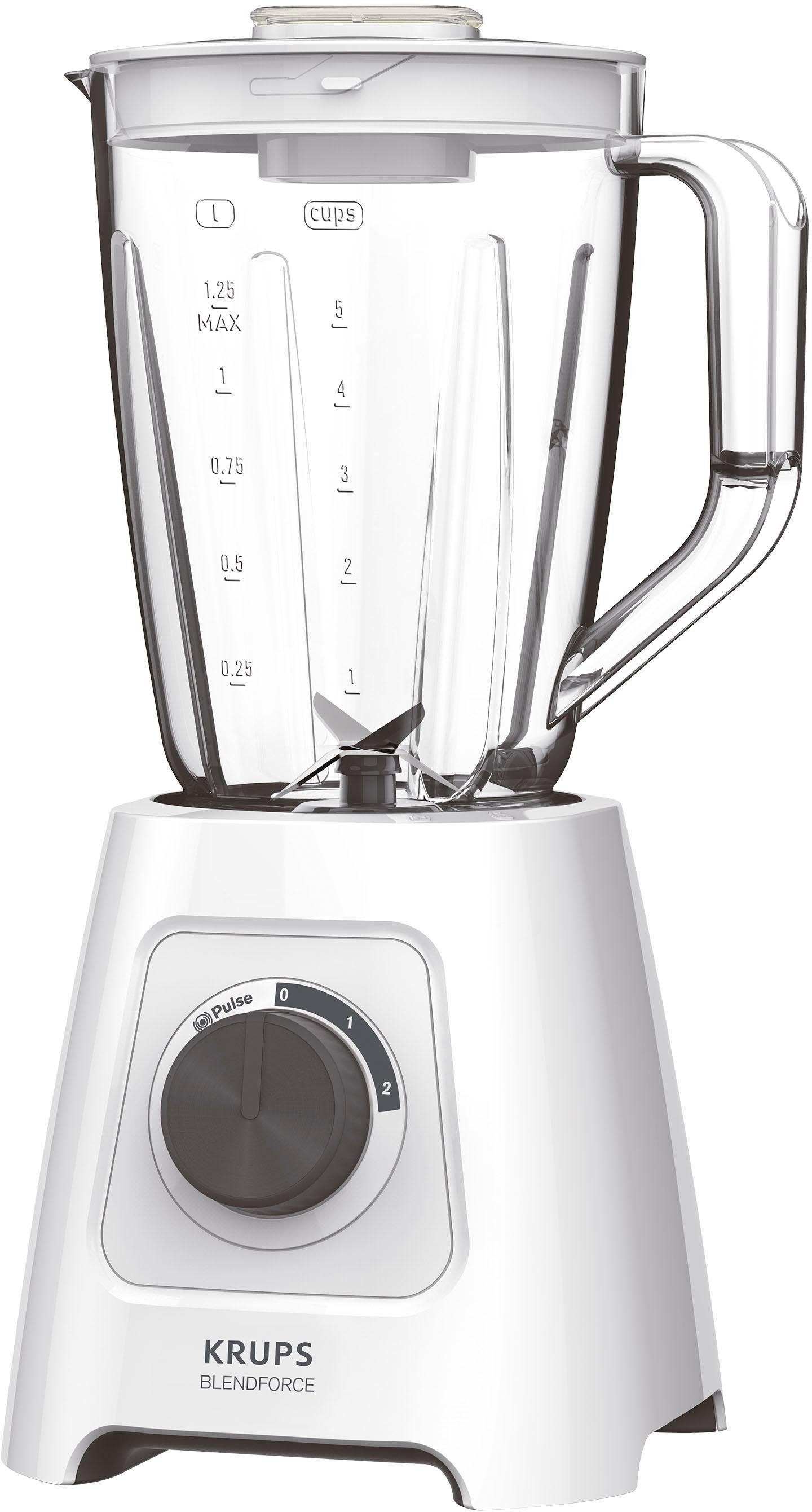 Krups Standmixer KB4201 Blendforce, 600 W, 2L Kunststoffbehälter, 4 Messer, 2 Geschwindigkeiten+ Pulse-Funktion