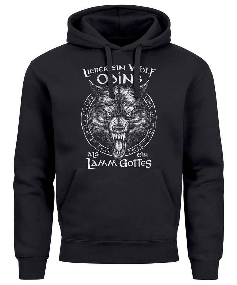 Neverless Hoodie Hoodie Herren Spruch Lieber ein Wolf Odins als ein Lamm Gottes Wikinger nordische Mythologie Fashion Streetstyle Neverless®