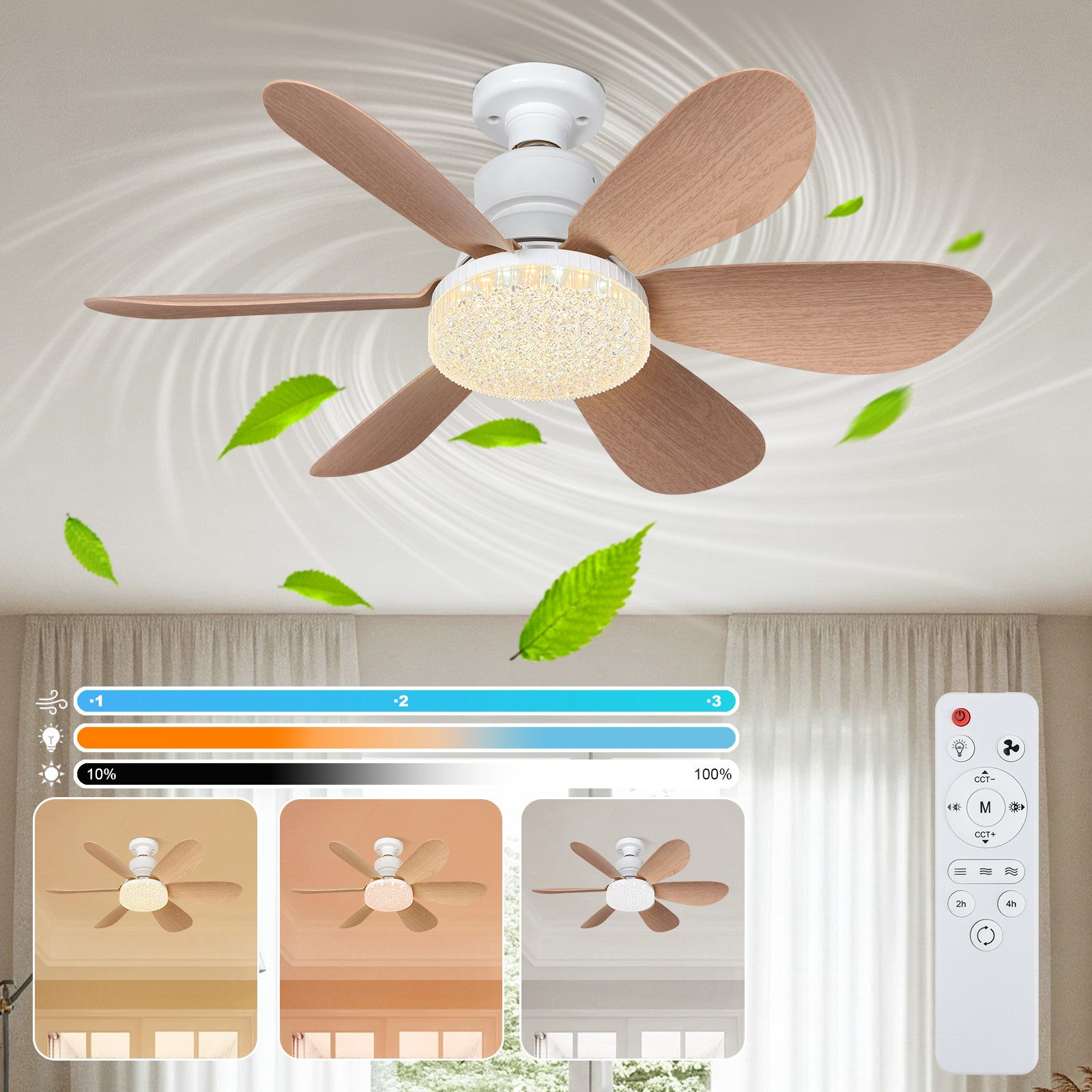 LMaxhome Deckenventilator mit Licht Dimmbar 40W LED Deckenleuchte mit Venti günstig online kaufen