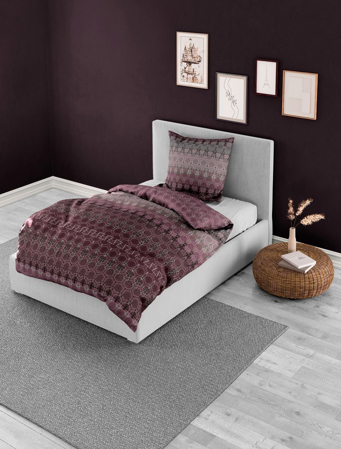 BIERBAUM Bettwäsche Mako-Satin-Bettwäsche RUBIN, 135 x günstig online kaufen