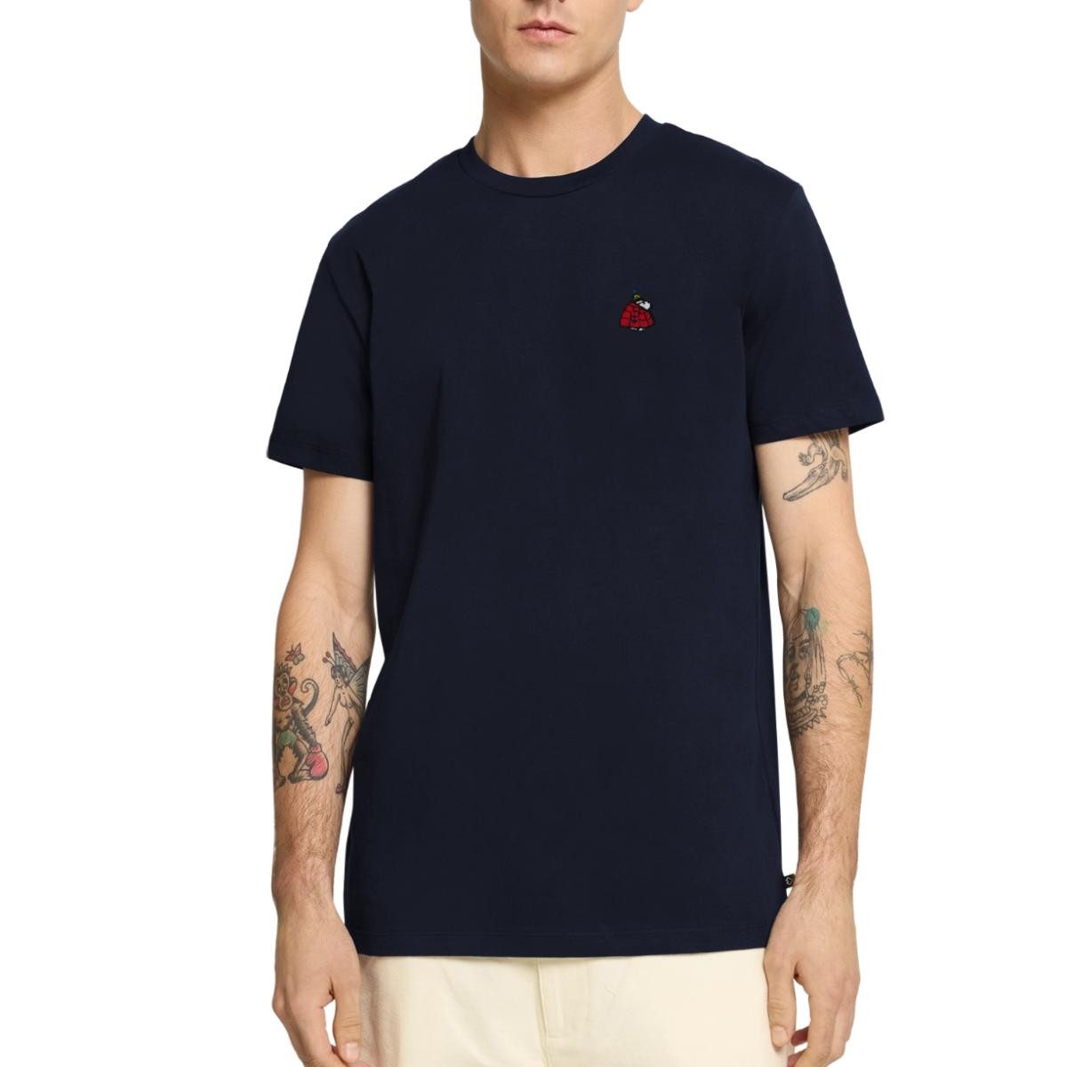 Spreadshirt T-Shirt Peanuts Stickmotiv Snoopy Im Roten Puffermantel Männer Premium T-Shirt (1-tlg)