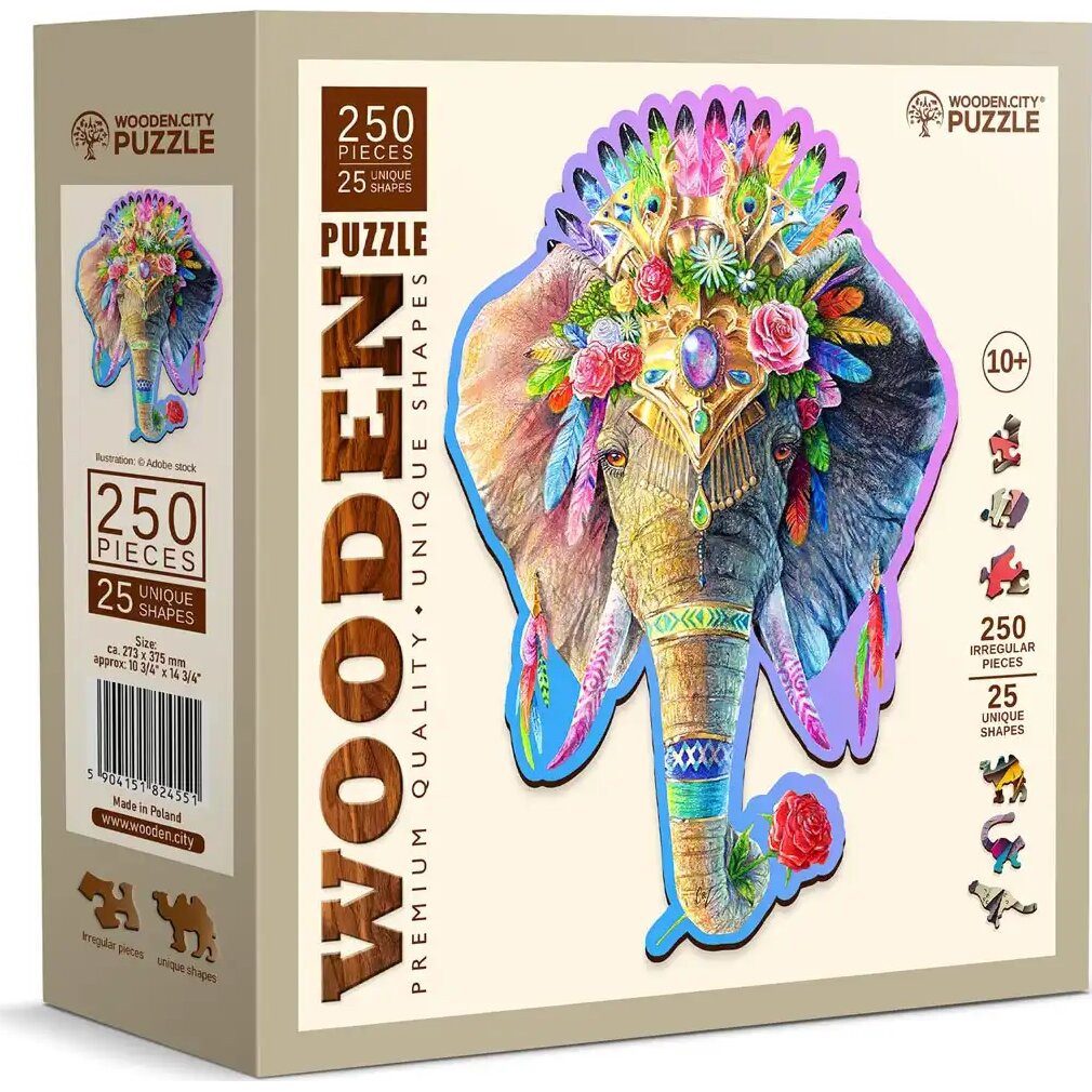 Wooden City Puzzle Holzpuzzle Elefant 250 Teile, Puzzleteile
