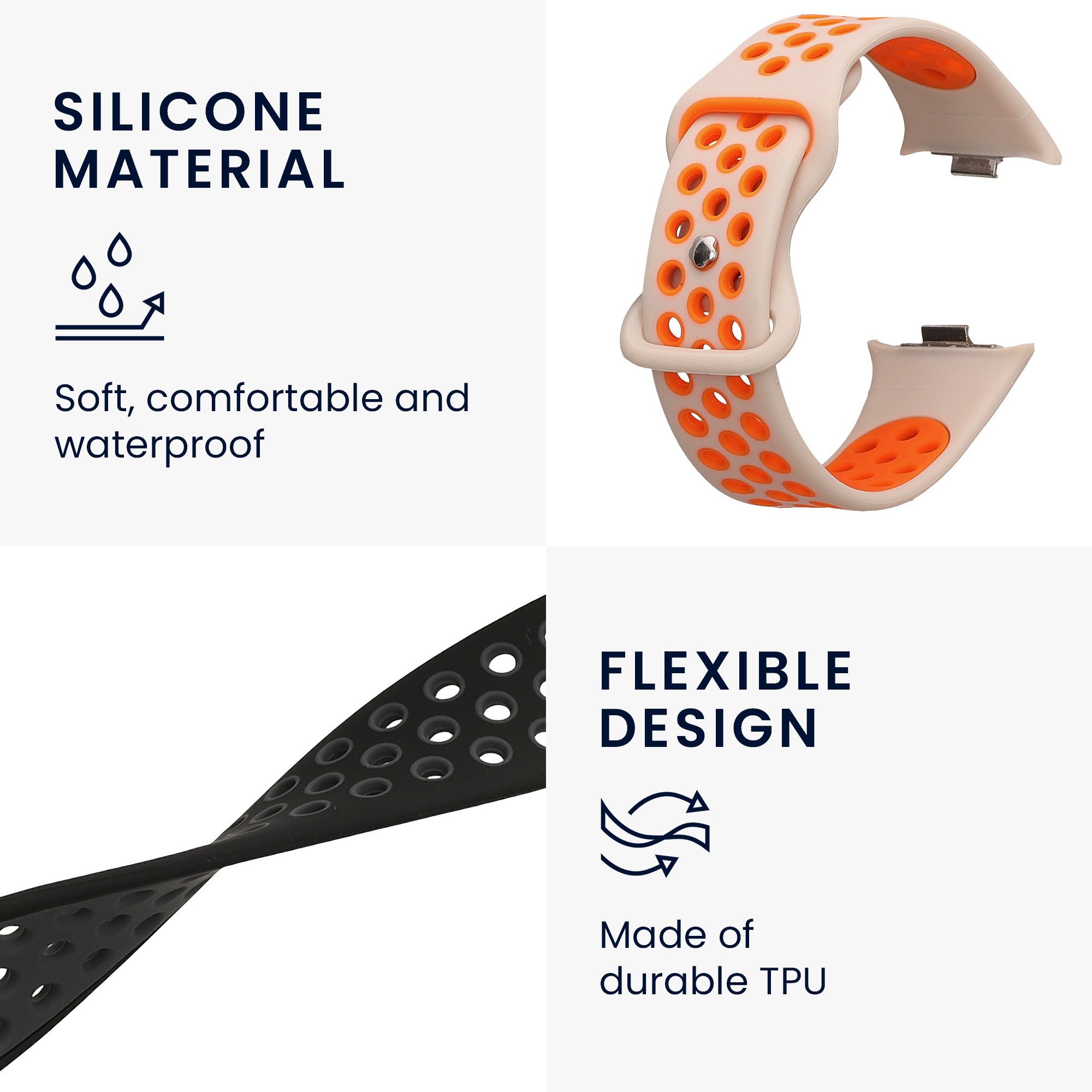 kwmobile 2x Uhrenarmband für Xiaomi Redmi Watch 4 Armband Smartwatch, 2-tlg., Fitnesstracker Band Set aus TPU Silikon - Ersatzarmband Smartwatch