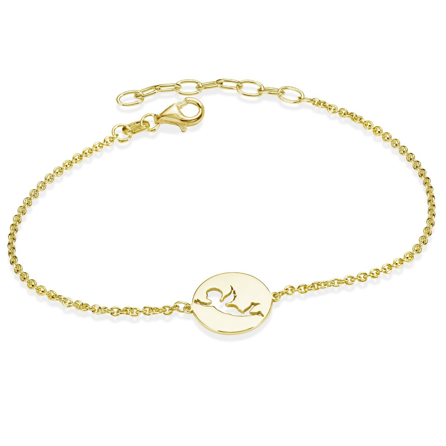 Materia Armkette Damen Gold Engel / Schutzengel 16-19cm 925 Silber SA-115, Sterlingsilber, vergoldet