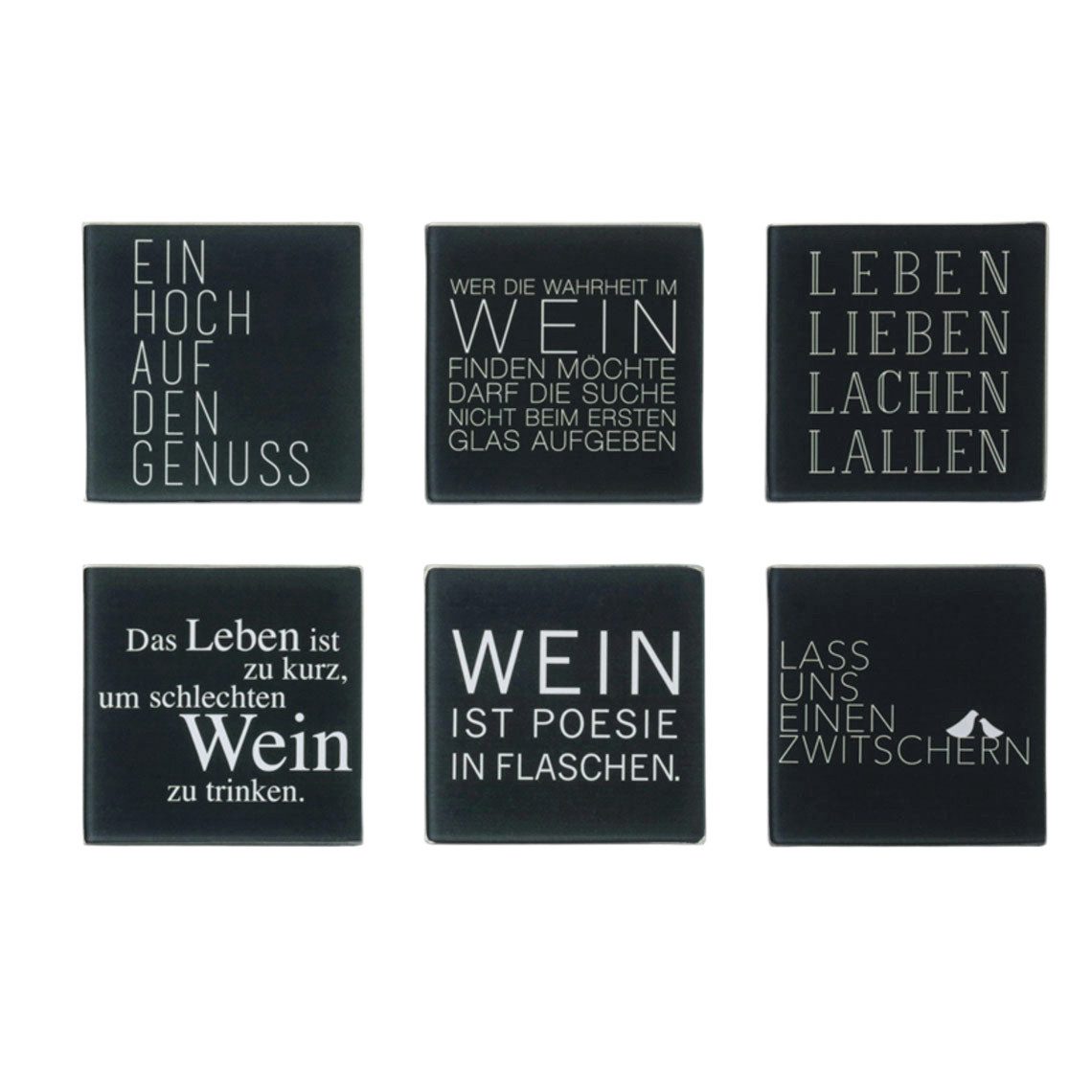Räder Design Getränkeuntersetzer 6er-Set Untersetzer aus Glas mit Spruch von räder design Wein Unterset