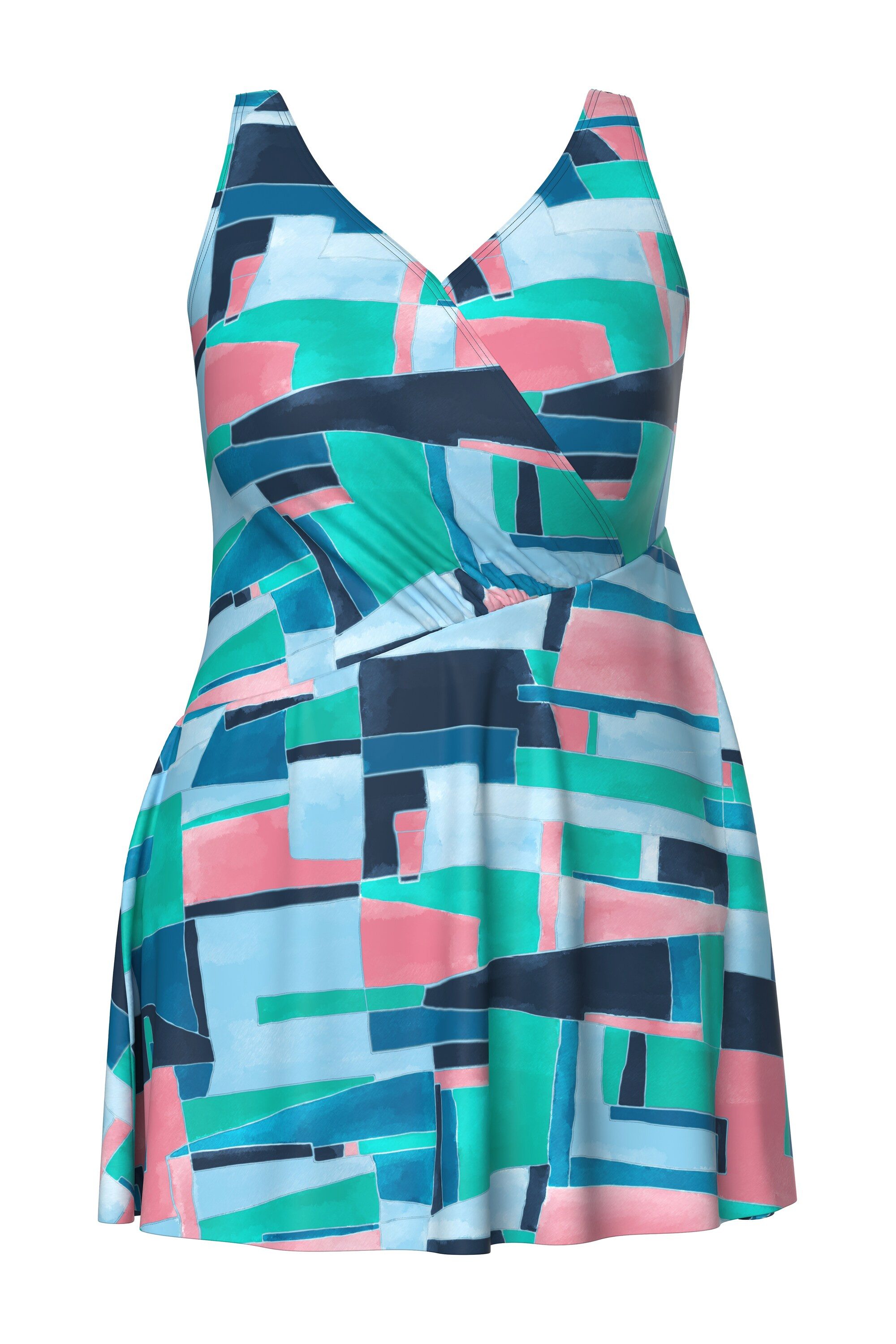 Ulla Popken Badekleid Badekleid grafischer Druck Softcups Wickeloptik