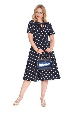 Banned A-Linien-Kleid Retro Swingkleid Set Sail Navy Vintage Polka Dot Dress 50s Pünktchen Kleid