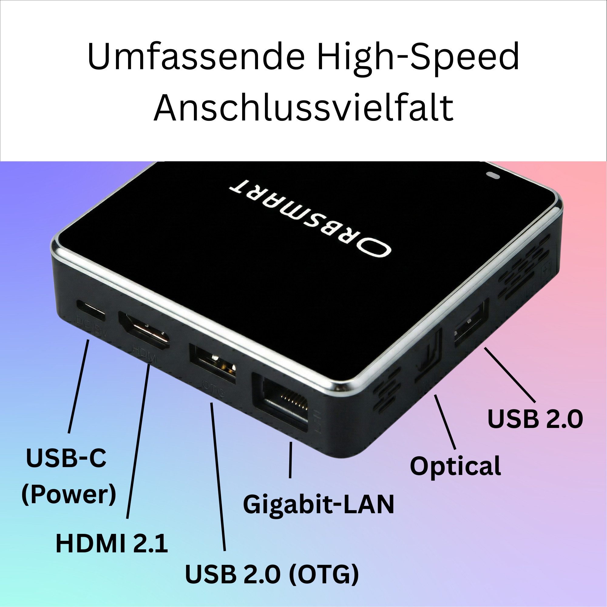 Orbsmart S89L Android 14 TV Box 4K HDR Mediaplayer Mini-PC (WiFi 6 & Gigabit-LAN, offenes Android System, inkl. Airmouse) – Bild 5 von 5