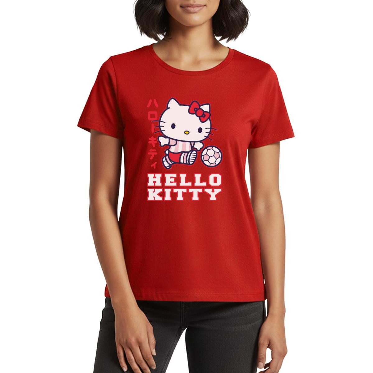 T-Shirt Hello Kitty Spielt Fussball Sport Frauen Premium T-Shirt