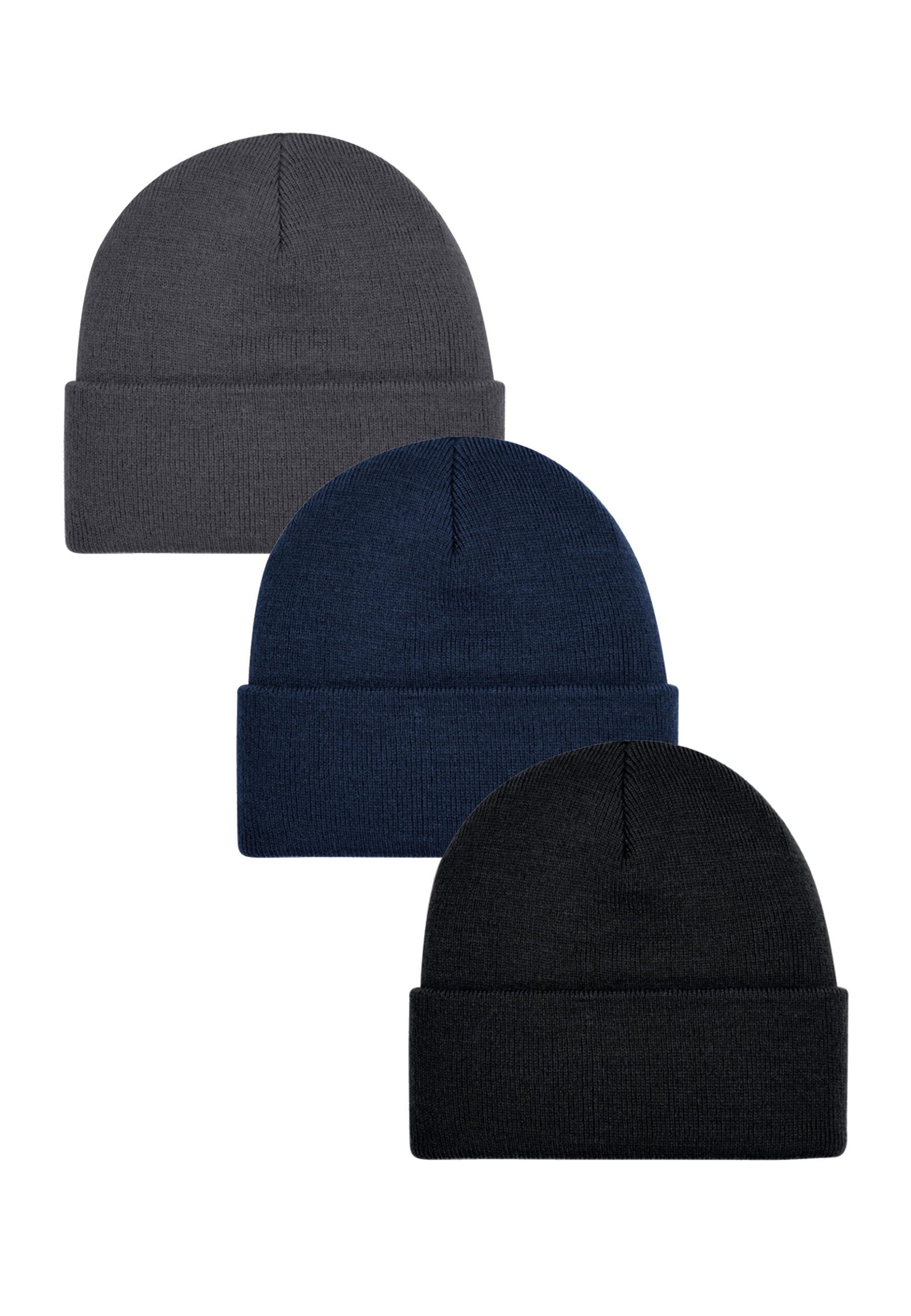 Strickmütze Herren Strickmütze 3er Pack, warme Beanies für Winter