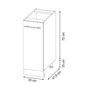 Livinity® Apothekerschrank Fame-Line, Weiß Landhaus/Weiß, 30 cm, AP Eiche