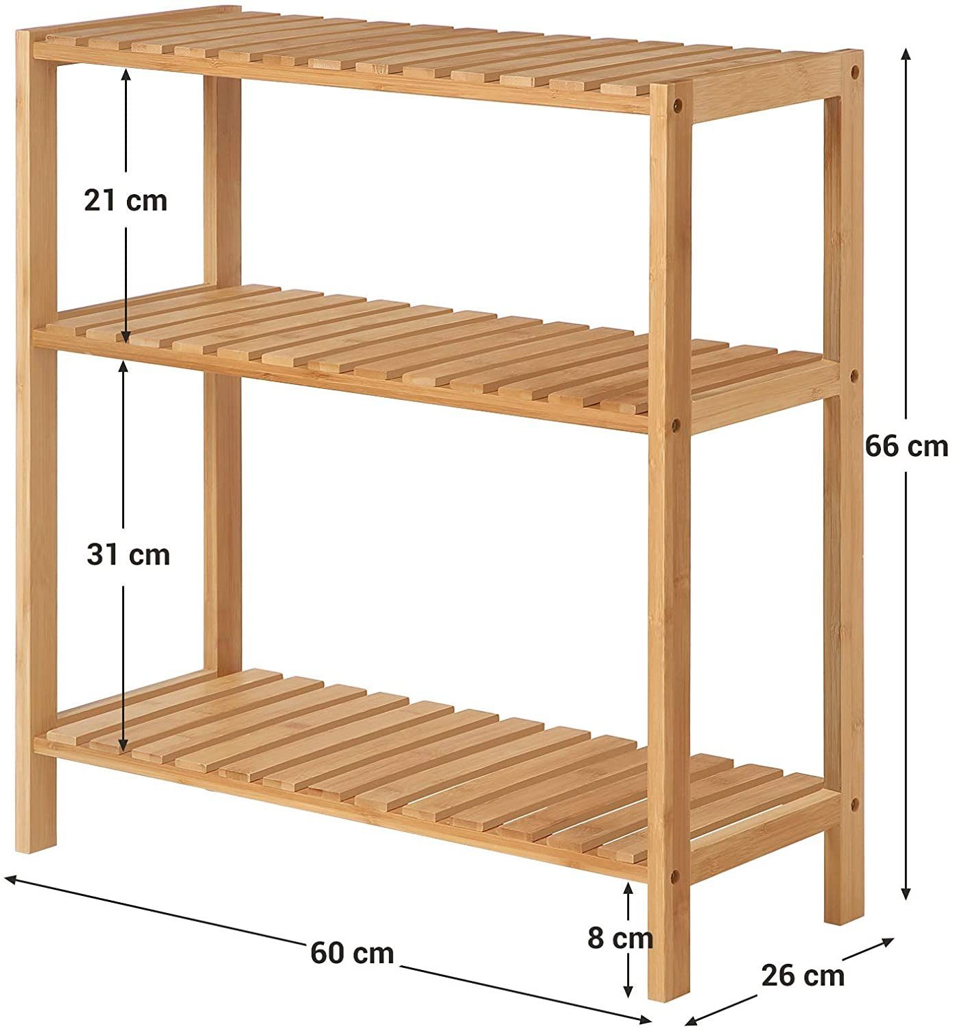 naturfarben Badezimmerregal, SONGMICS aus Bambus, Standregal Badregal