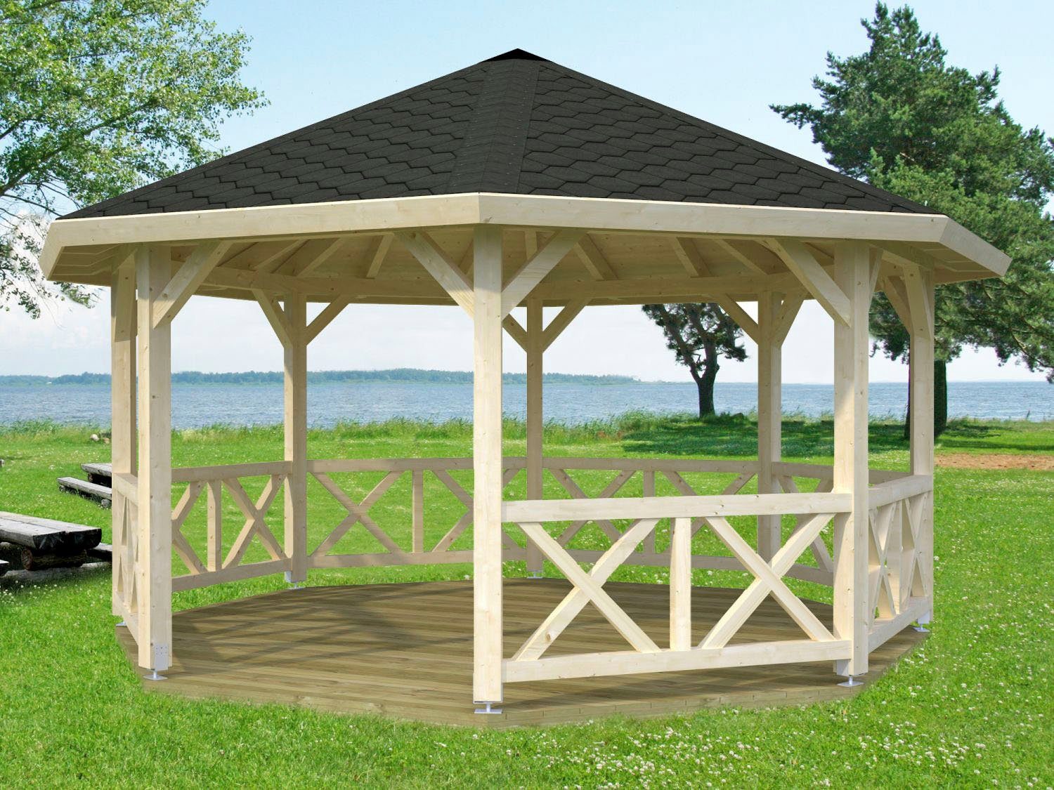 Palmako Holzpavillon Betty, BxT: 551x551 cm, naturbelassen