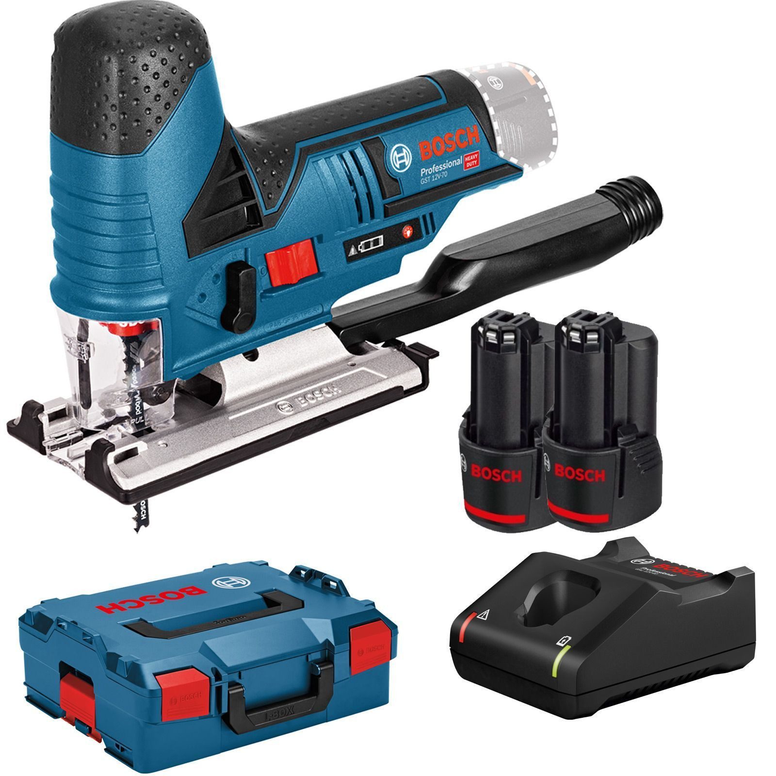 BOSCH Akku-Stichsäge Bosch Akku-Stichsäge GST 12V-70 / 2x 2,0 Ah Akku + Ladegerät in L-Boxx