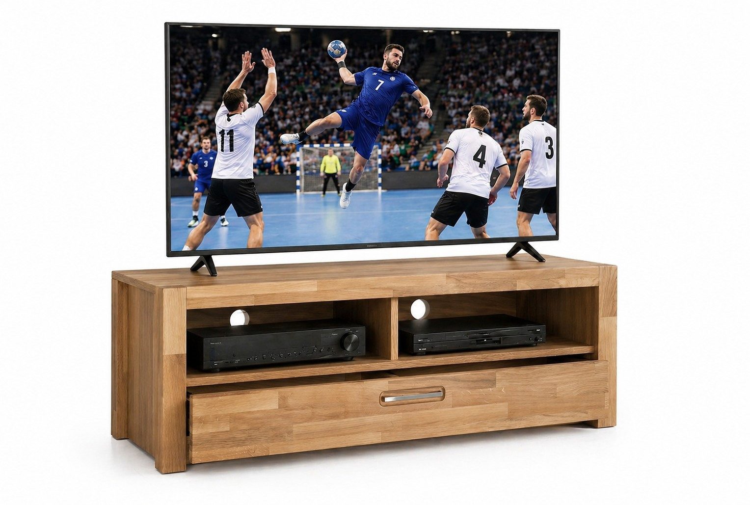bv-vertrieb Lowboard TV-Rack Fernsehschrank 125x43x46 Lowboard Wildeiche geölt #4399