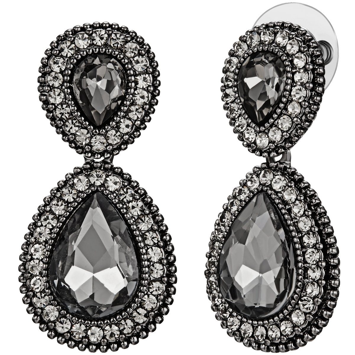 Lulu & Jane Paar Ohrstecker anthrazit, mit Glas günstig online kaufen