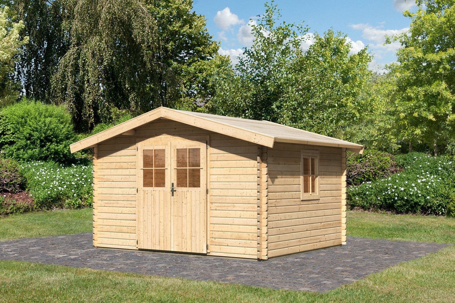 Karibu Gartenhaus Karibu Gartenhaus Mühlheim, 40 mm, 405 x 324 x 238 cm, Modell 4, natur, ohne Vordach