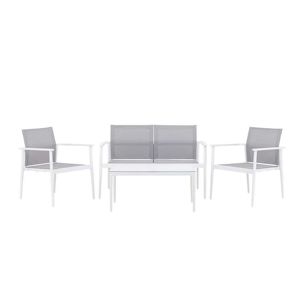Gartenlounge-Set Break Loungeset 1 Sofa, 2 Stühle, 1 Couchtisch wei