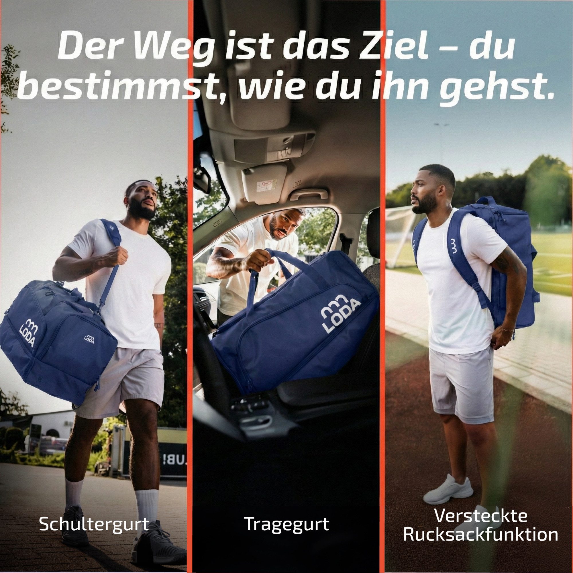 LODA sports Sporttasche team 68L - Trainingstasche mit Rucksackfunktion & Schuhfach, 65 cm (L) x 30cm (B) x 35cm (H), 68 Liter Volumen