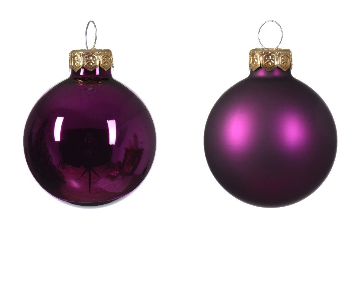 Violett decorations Decoris 18 season Weihnachtsbaumkugel, Weihnachtskugeln Glas - 4cm Stück