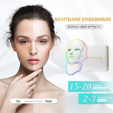 DOPWii Kosmetikbehandlungsgerät 7 Farben LED-Maske Lichttherapie, Gesicht und, Hals Hautpflege Maske, Salon und zu Hause verwenden