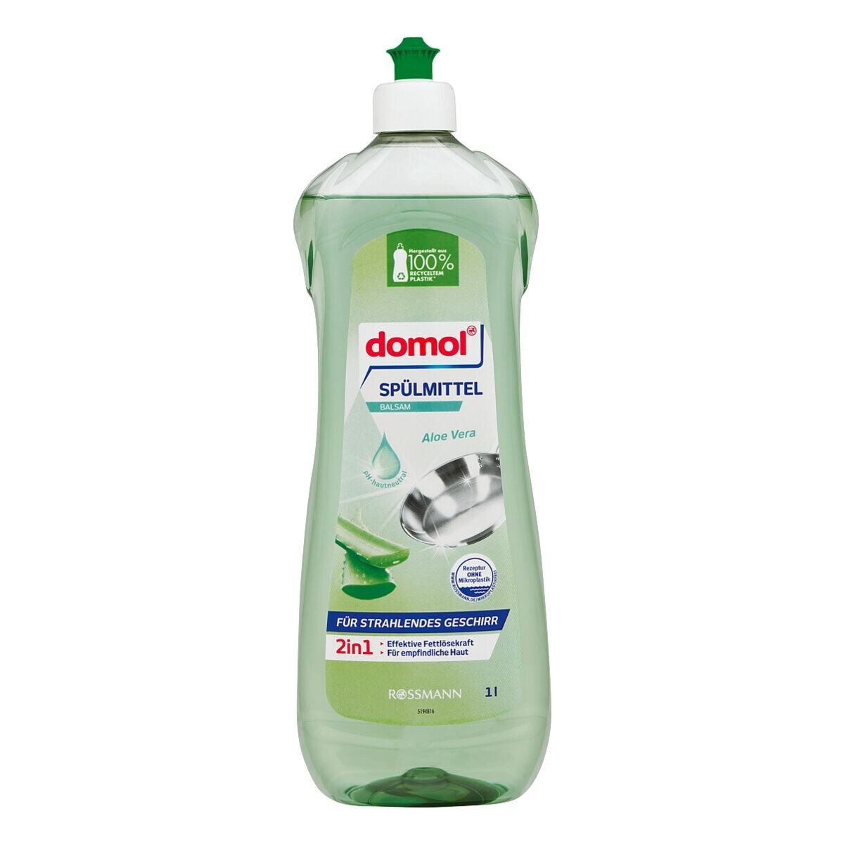 Domol Balsam Aloe Vera Geschirrspülmittel (1 Liter, starke Fettlösekraft, pH-neutral)
