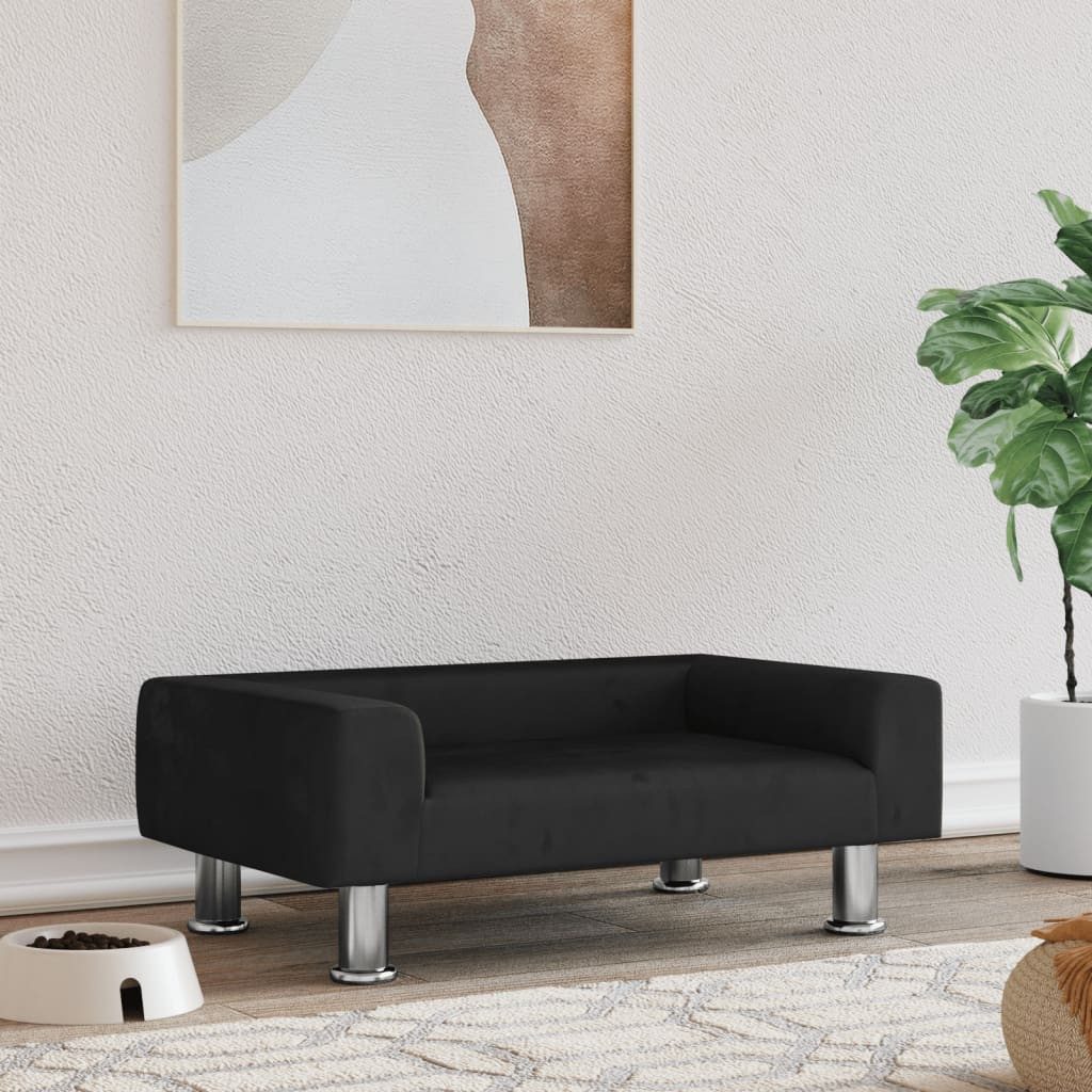 Thumbnail - vidaXL Tierbett, Hundebett Schwarz 70x45x26,5 cm Samt