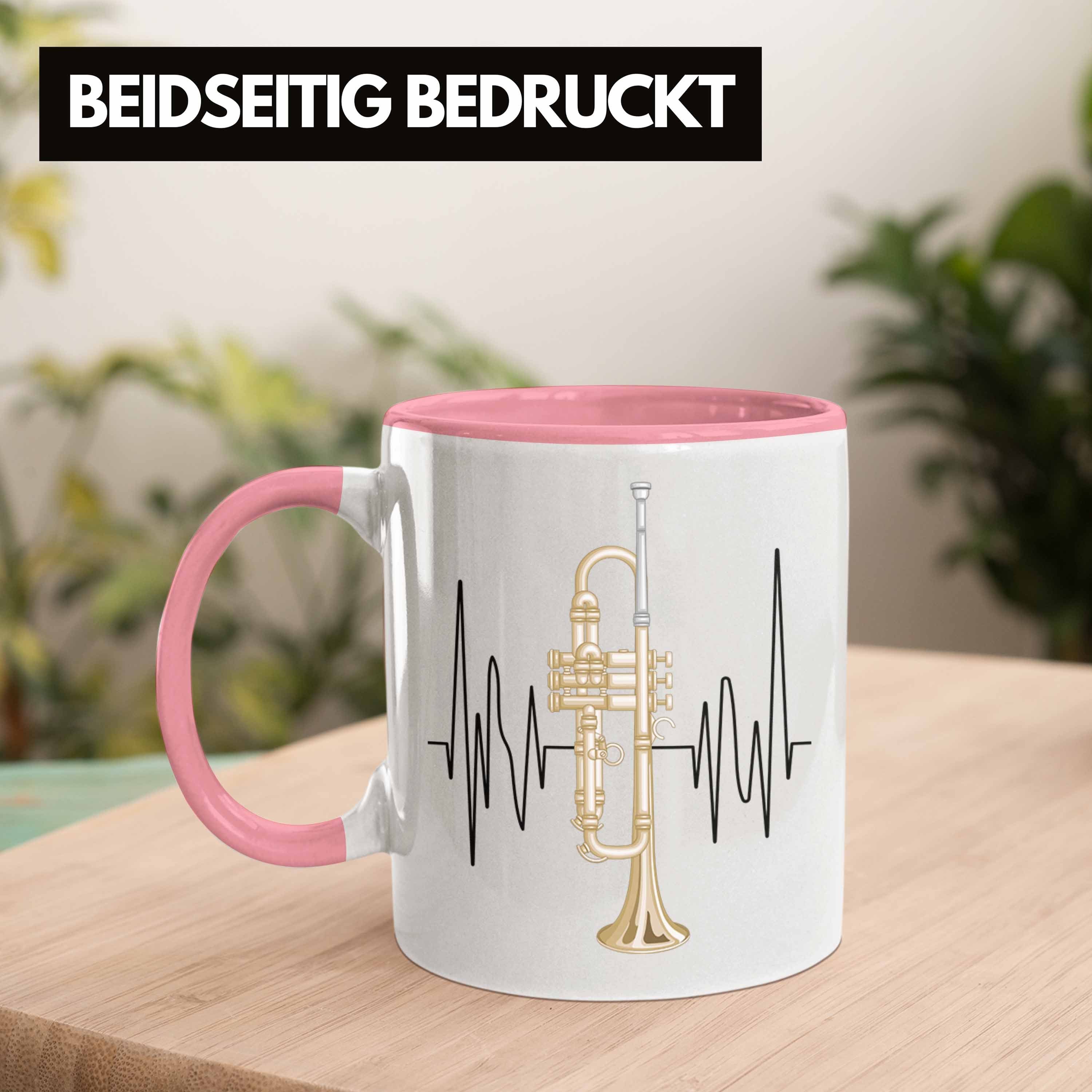 Spruch Grafik Geschenkidee Herzschlag Rosa Tasse Trendation Posaunist Tasse Geschenk Posaune