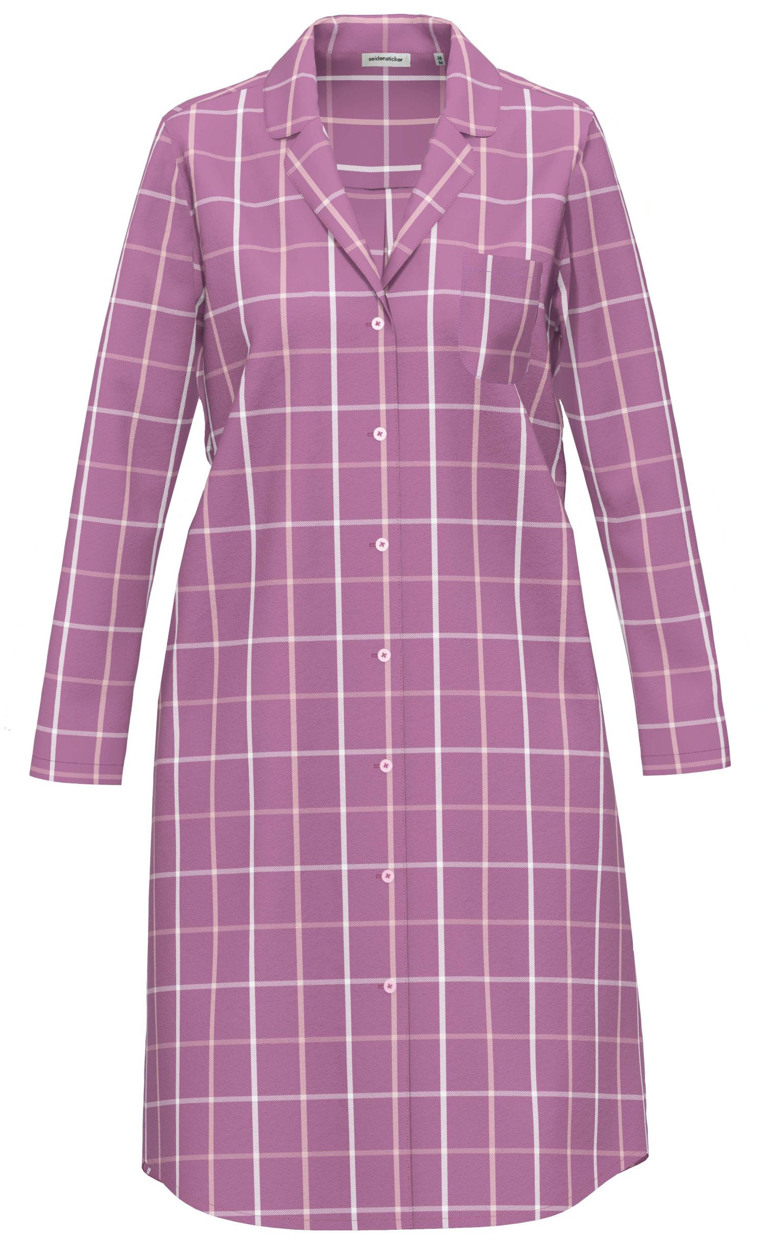 seidensticker Nachthemd Damen Flanell Schlafshirt geknöpft (1-tlg) Baumwolle