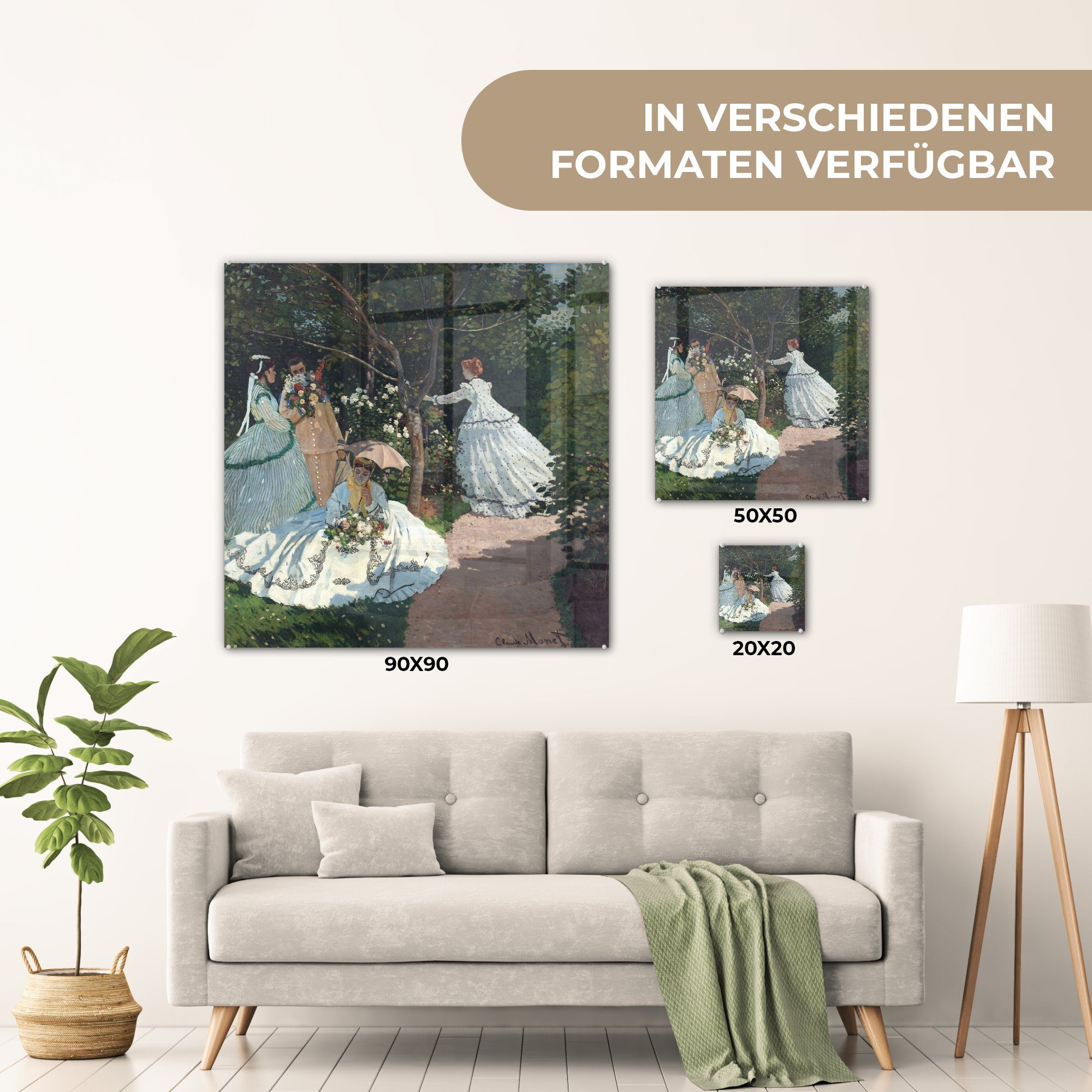 - Bilder auf Glas (1 - - MuchoWow auf Glasbilder St), Foto - Wandbild im Frauen Monet, Garten Wanddekoration Glas Claude Acrylglasbild